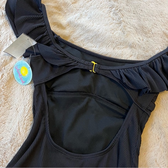 Black Ruffled One-Piece Swimsuit - Picture 6 of 6